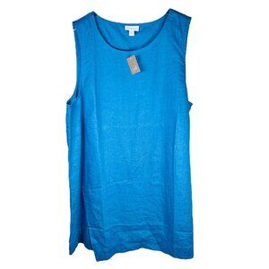 Pure Jill Size Large Linen Shift Dress Blue Travel Casual Summer